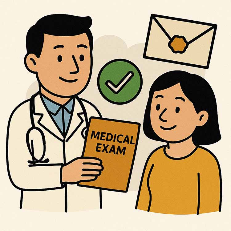 Doctor signing envelope