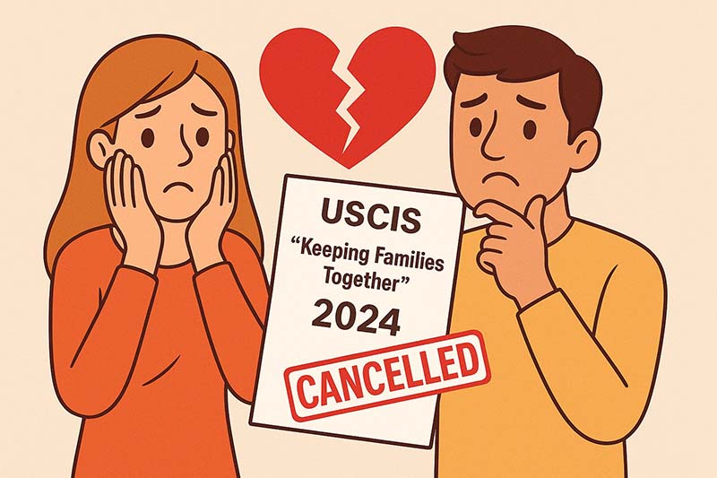 Broken heart with USCIS document