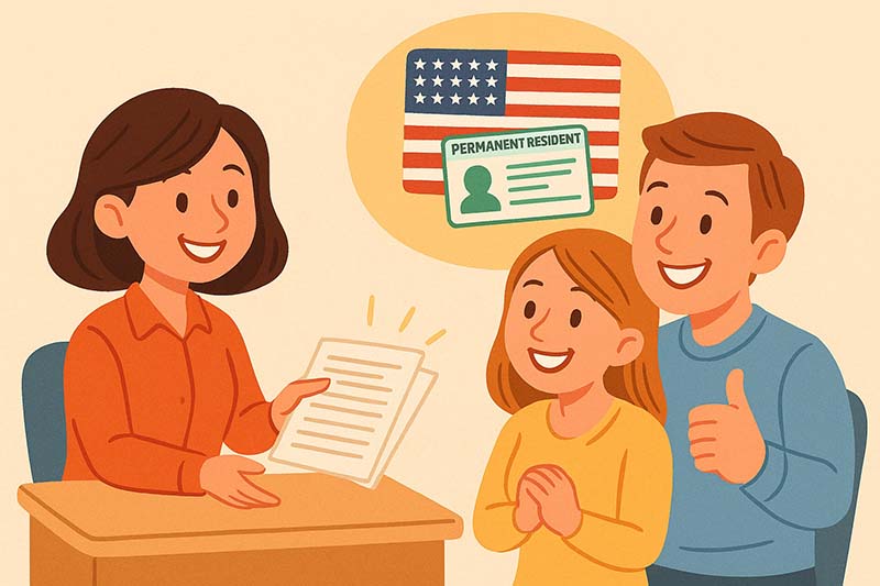 Immigration officer asking couple questions