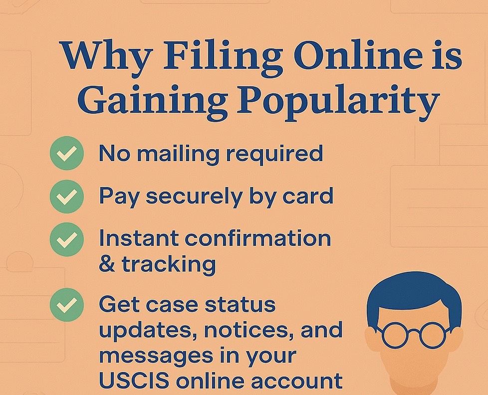Comparison of paper and online USCIS filing methods